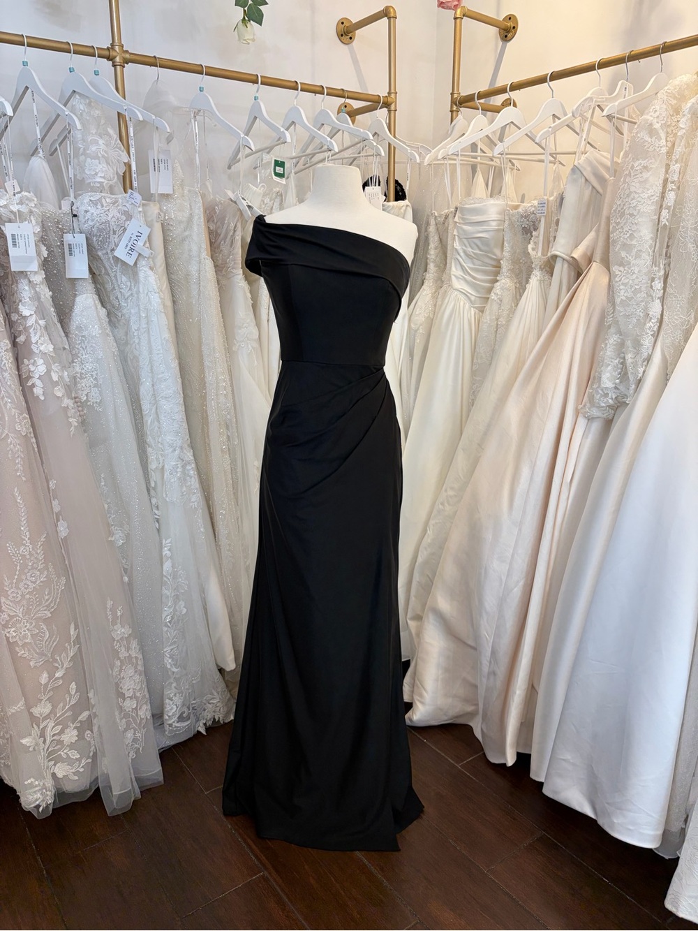 Bari Jay One-Shoulder Black Formal Gown